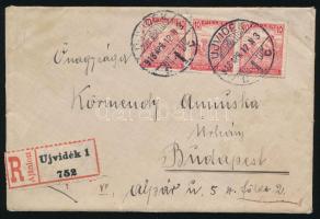 1918 Ajánlott levél 5 bélyeggel (2 sérült)