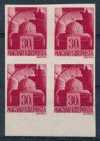 1943 Hadvezérek 30f vágott ívszéli négyestömb / imperforate block of 4