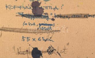 Koppány Attila (1947-): Égvilág. Akril, farost. Jelezve jobbra lent, a hátoldalon autográf feliratta...