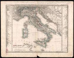 1895 Olaszország térképe, Gotha: Justus Perthes, szakadással, ceruzás jegyzetekkel, 24,5×31 cm