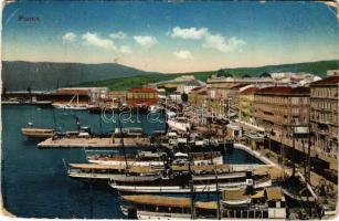 1914 Fiume, Rijeka; kikötő / port, steamships (EM)