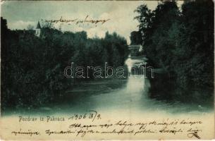 1906 Pakrác, Pakratz, Pakrac; + PAKRACZ - BARCS 139. SZ. vasúti mozgóposta bélyegző (EK)