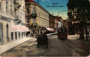 1917 Zagreb, Zágráb; Ulica Marije Valerije / street view, tram (EK)