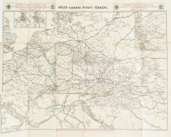 cca 1910 Közép-Európa vasúti térképe, kiadja Posner Károly Lajos és Fia, szakadásokkal, lap széle vágott, 47×58,5 cm