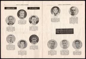 1950 Anglia-Jugoszlávia labdarúgó válogatott mérkőzés meccsfüzete, 16p, hajtásnyomokkal, máskülönben...