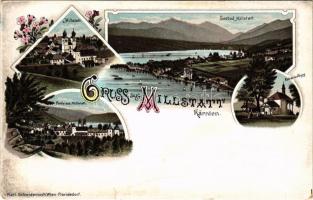Millstatt am See (Kärnten), Seebad Millstatt, Kalvarienberg. Karl Schwidernoch Art Nouveau, floral, litho (tear)
