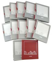 11 db MARIMI képeslap album saját papírtokban nagy dobozban: egyenként Kb. 120 férőhellyel / 11 MARIMI postcard albums in paper cases in a big box: each for cca. 120 postcards (28 x 32 cm)