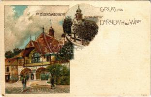 Wien, Vienna, Bécs XVII. Dornbach, Die Güldene Waldschnepfe, St. Anna Kapelle. Art Nouveau, litho s: Rosenberger (surface damage)