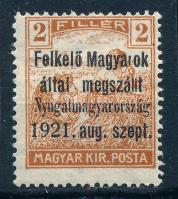 Nyugat-Magyarország I. 1921 Arató 2f próbanyomat Bodor vizsgálójellel