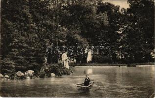 1915 Zagreb, Zágráb; Maksimir / park, lake with rowing boat (EK)