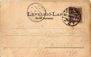 1901 Zagreb, Zágráb; Jelacicev trg / square, market, shops, tram (EM)