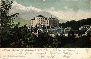 1903 Innsbruck (Tirol), Schloss Amras / castle (worn corners)