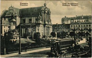 1918 Warszawa, Varsovie, Warschau, Warsaw; Krak. Przedmiescie / Krakauer Vorstadt / tram, street view (EK)