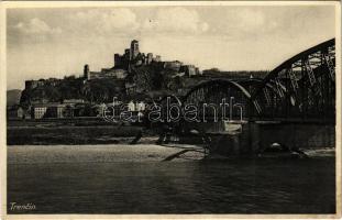 Trencsén, Trencín; vár, híd. E. Sevcika kiadása / Trenciansky hrad / castle, bridge