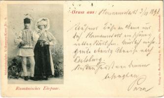 1898 (Vorläufer) Rumänisches Ehepaar. Siebenbürgische Volkstypen-Karte No. 6. Verlag G. A. Seraphin / Erdélyi román házaspár / Romanian couple from Transylvania (EB)