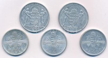 1943. 5P Al "Horthy Miklós születésének 75. évfordulója" (2db) + 1945. 5P Al "Parlame...