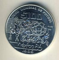 Mexikó 1985. 100P Ag "Mexikói Labdarúgó VB-művészi dizájn, labda" T:BU