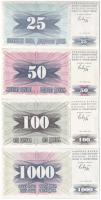 Bosznia-Hercegovina 1992. 25D + 50D + 100D + 1000D T:I Bosnia-Hercegovina 1992. 25 Dinara + 50 Dinara + 100 Dinara + 1000 Dinara C:UNC