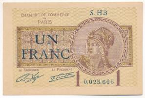 Franciaország / Párizsi Kereskedelmi Kamara 1920. 1Fr szükségpénz T:AU,XF France / Chambre de Commerce de Paris 1920. 1 Franc necessity note C:AU,XF