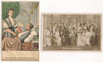 2 db régi uralkodói képeslap: német királyi család és bolgár királynő / 2 pre-1945 royalty postcards: German Royal family and Bulgarian Queen