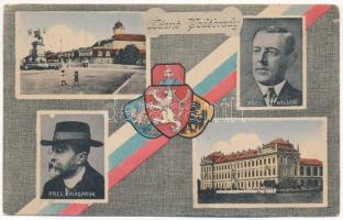 1924 Lázne Podebrady, President Masaryk and Wilson. Art Nouveau with coat of arms (EB)