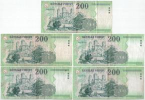 1998-2007. 200Ft (5db, 4xklf) T:F