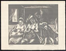 Vadász Endre (1901-1944): Szent család (Daumier után), fametszet, papír, jelzett, számozott (92/100), 19x24 cm