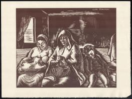 Vadász Endre (1901-1944): Szent család (Daumier után), fametszet, papír, jelzés nélkül, 19x24 cm