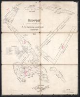 1922 Budapest székesfőváros tulajdonát B. és C. erdőgazdasági osztályainak alaptérképe, 1:5000, vászonra kasírozva, ceruzás jelölésekkel és jegyzetekkel, 30×25 cm