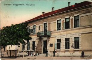 1912 Nagykáta, Községháza. Bundi Károly vendéglős kiadása (EK)