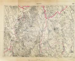 cca 1906 Pincehely és környékének (Tolna) térképe, 1:75000, színezett, lap jobb széle vágott, hajtva, 44,5×55 cm