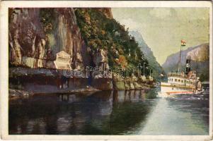 Orsova, Kazán szoros, MARGIT gőzhajó, Tabula Trajana. MFTR Művészlevelezőlap 6314-24. / gorge, steamship (képeslap füzetből / from postcard booklet) (EK)