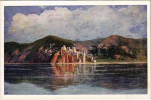 Galambóc, Golubac; várromok. Művészlevelezőlap MFTR 6314-11. / castle ruins (képeslap füzetből / from postcard booklet)
