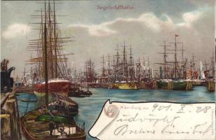 Hamburg sailboat dock litho