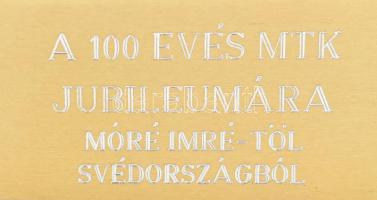 100 éves MTK jubileumára kupa, jó állapotban, m: 18,5 cm