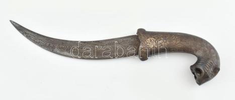 Gazdagon díszített fém tőr, h: 33,5 cm