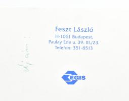 ifj. Feszt László (1957- ) saját grafikájával illusztrált névjegykártyája, 10x14,5 cm