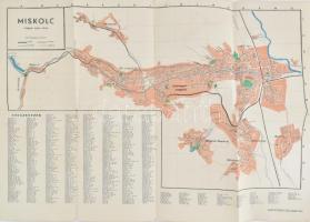 cca 1950-1960 Miskolc megyei jogú város térképe. Miskolc, Borsod m. Nyomdaipari Vállalat, 33x55 cm, teljes: 41x58 cm