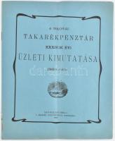 1903 A Tolcsvai Takarékpénztár XXXIV.-ik évi üzleti kimutatása 1903-ik évről. Sátoraljaujhely, 1904, Zemplén, 4 sztl. lev. Papírkötés, foltos, hajtott.