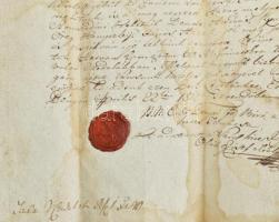 1812 Erdőbénye, Alvég utcai ház felbecsüléséről szóló hivatalos irat, viaszpecséttel, foltos, hajtot...