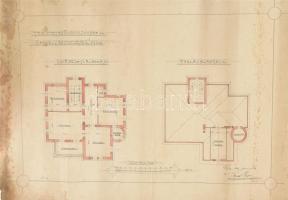 1903 Csíz/Cíz, Kossuth József csízi kastélyának tervrajzai, 2 db, foltosak, sérülésekkel, 43x59 cm