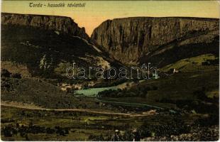 Tordai-hasadék, Cheile Turzii, Torda, Turda; Torda hasadék távlatból. Füssy József kiadása / mountain pass, gorge (EK)