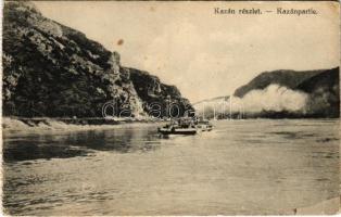 Orsova, Kazán-szoros gőzhajóval / Kazánpartie / Cazane / gorge, steamship (EB)