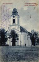 1908 Csatád, Lenauheim (Temes); Római katolikus templom. Photogr. v. Mr. Julius Bierbaum / Catholic church (EB)