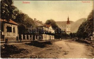 1913 Zalatna, Zlatna; Posta utca, templom / street view, church (r)