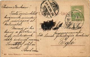 1907 Vízakna, Salzburg, Ocna Sibiului; A sós gyógytavak látképe a Gloriettről, háttérben a gyógyforr...