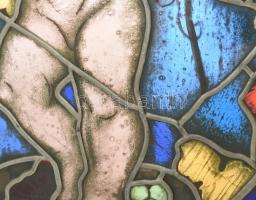 Johan Hugó (1891-1956): Puttó. Színes ólomüveg, jelzés nélkül. Sérült, repedésekkel. 49x41 cm. Prove...