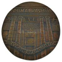 Palotás József (1947-) DN Dunai Vasmű 25 éves Törzsgárdatag öntött bronz plakett, hátoldalán 1562 sorszámmal (90mm) T:AU