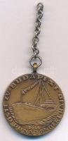 1934. Hungaria óceánjáró / Az első Duna-tengeri Hajó Budapest" bronz medál füllel (30mm) T:AU