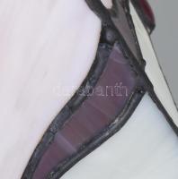 Tiffany jellegű asztali lámpa. Bronz, porcelán fogalattal. Új vezetékezéssel m: 42 cm